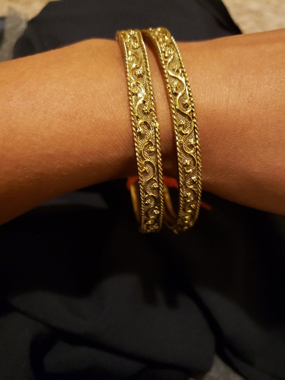 Scrollwork Design Gold-Filled Bangle Bracelets